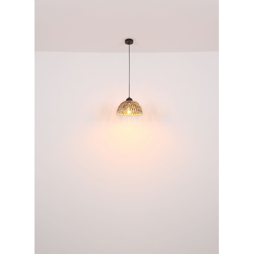 Globo - Ljuskrona med textilsladd 1xE27/15W/230V Bambu