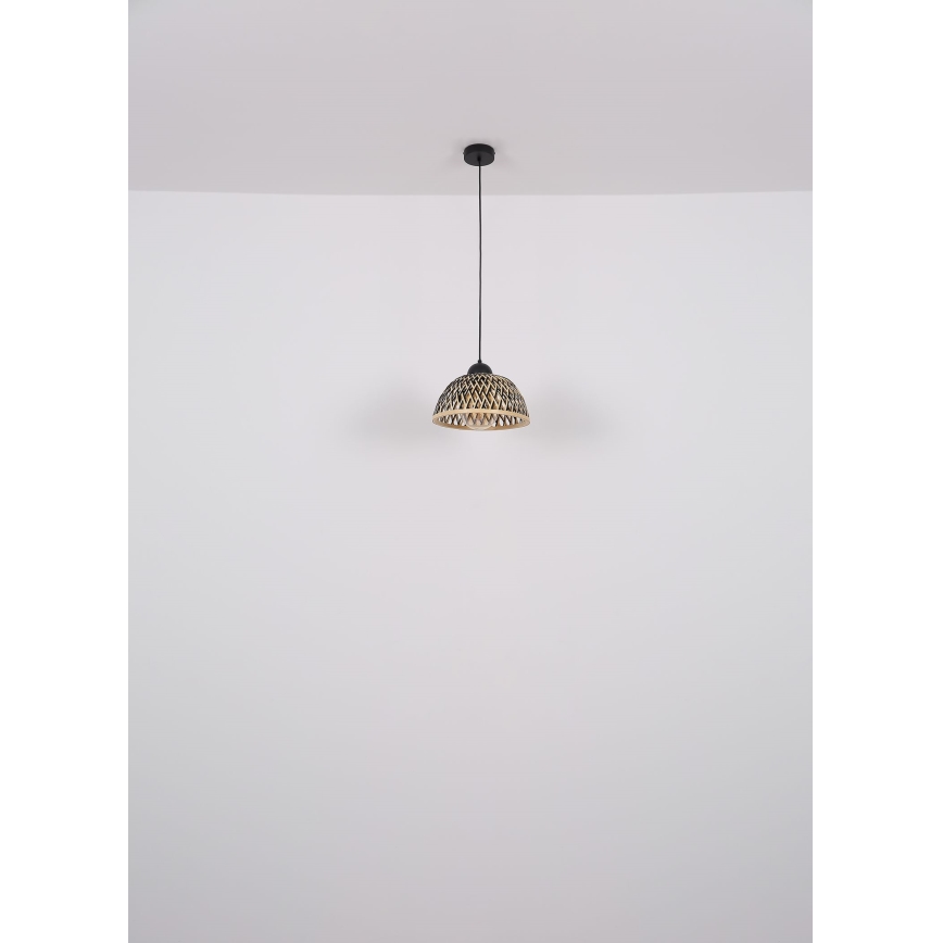 Globo - Ljuskrona med textilsladd 1xE27/15W/230V Bambu