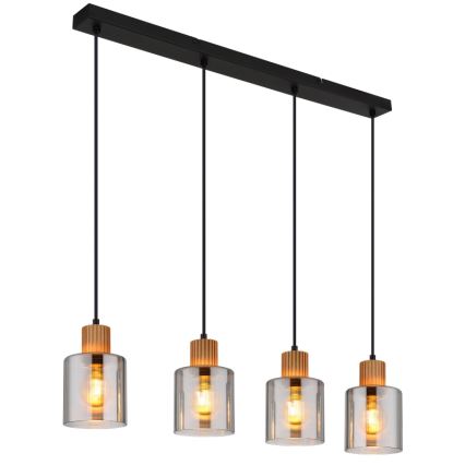 Globo - Ljuskrona med textilsladd 4xE27/25W/230V svart