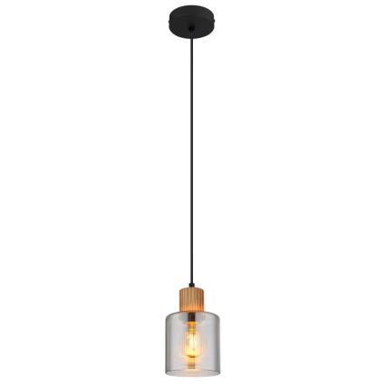 Globo - Ljuskrona med textilsladd 1xE27/25W/230V svart diameter 12 cm