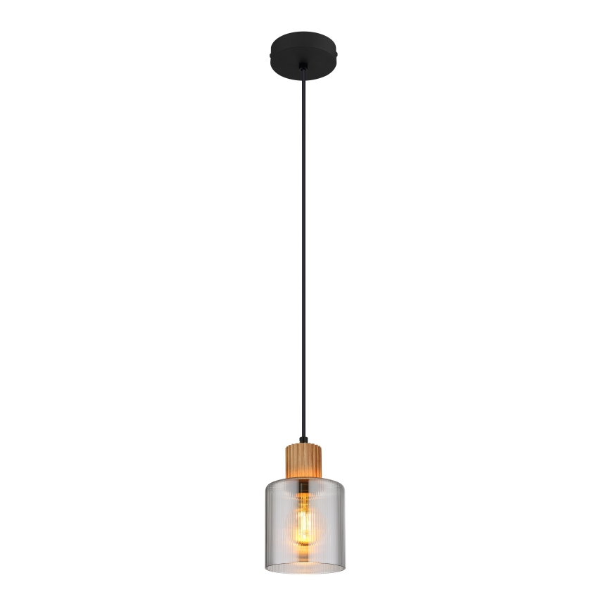 Globo - Ljuskrona med textilsladd 1xE27/25W/230V svart diameter 12 cm