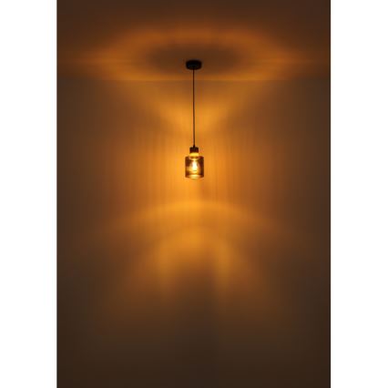 Globo - Ljuskrona med textilsladd 1xE27/25W/230V svart diameter 12 cm