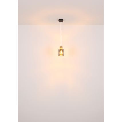 Globo - Ljuskrona med textilsladd 1xE27/25W/230V svart diameter 12 cm