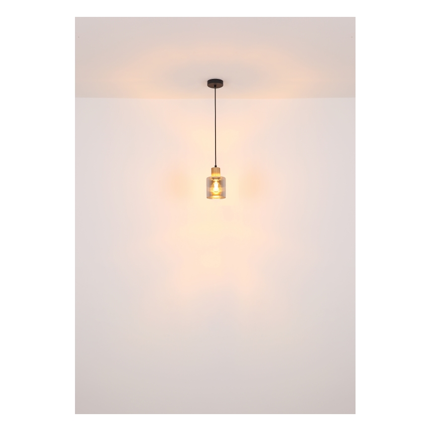Globo - Ljuskrona med textilsladd 1xE27/25W/230V svart diameter 12 cm