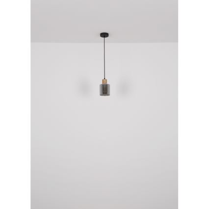 Globo - Ljuskrona med textilsladd 1xE27/25W/230V svart diameter 12 cm