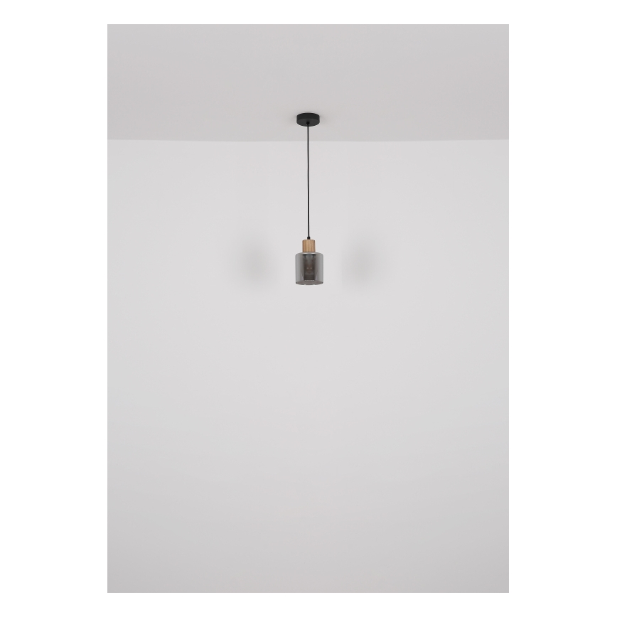 Globo - Ljuskrona med textilsladd 1xE27/25W/230V svart diameter 12 cm
