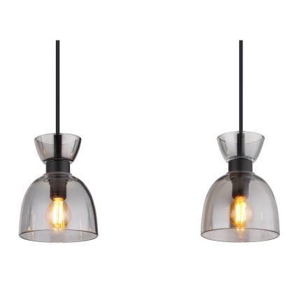Globo - Ljuskrona med textilsladd 3xE14/40W/230V svart/rökig