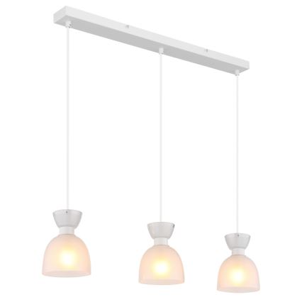 Globo - Ljuskrona med textilsladd 3xE14/40W/230V vit