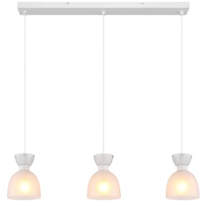 Globo - Ljuskrona med textilsladd 3xE14/40W/230V vit