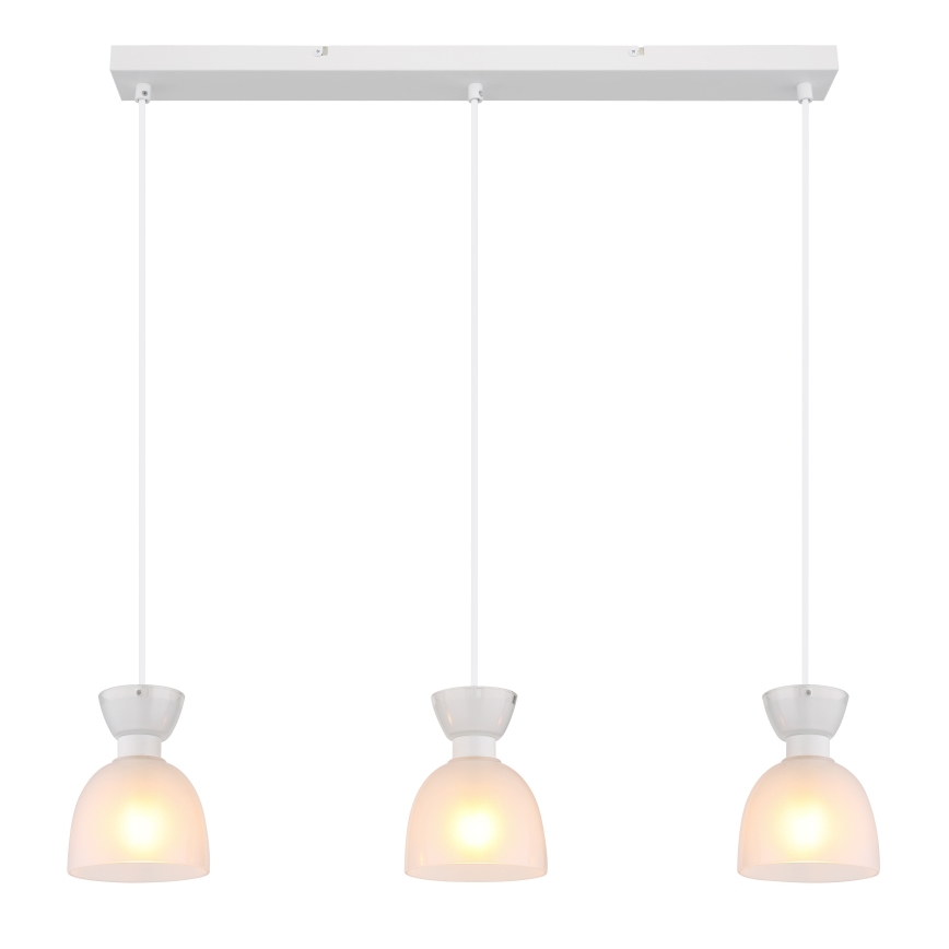 Globo - Ljuskrona med textilsladd 3xE14/40W/230V vit