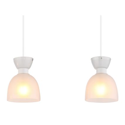 Globo - Ljuskrona med textilsladd 3xE14/40W/230V vit