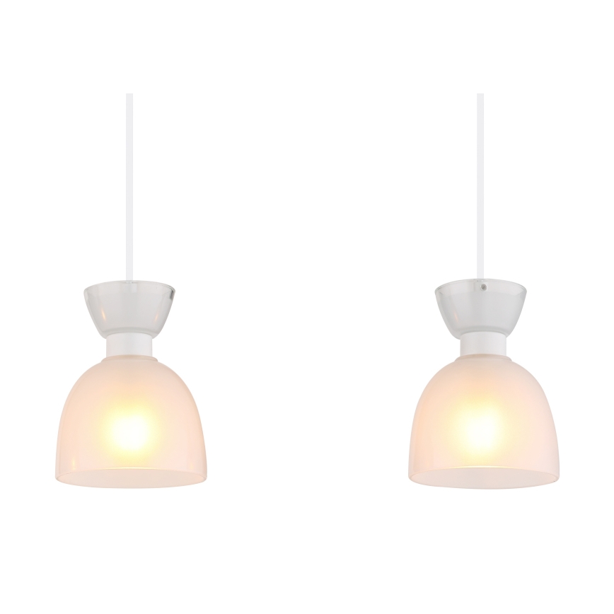 Globo - Ljuskrona med textilsladd 3xE14/40W/230V vit