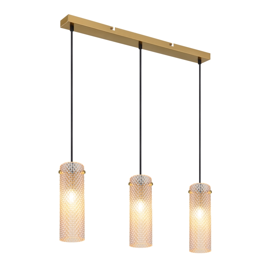 Globo - Ljuskrona med textilsladd 3xE14/40W/230V guld