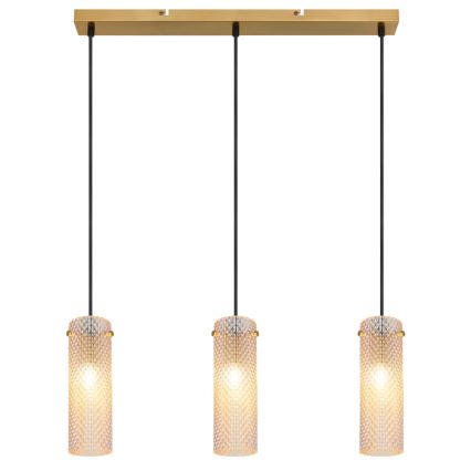 Globo - Ljuskrona med textilsladd 3xE14/40W/230V guld