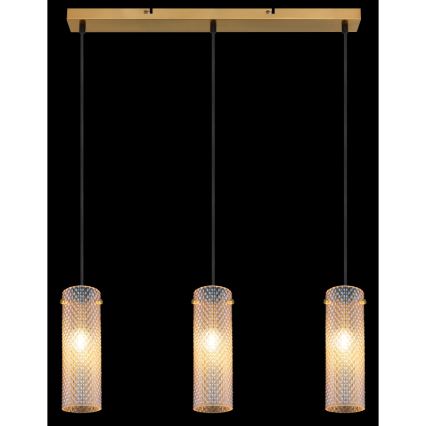 Globo - Ljuskrona med textilsladd 3xE14/40W/230V guld