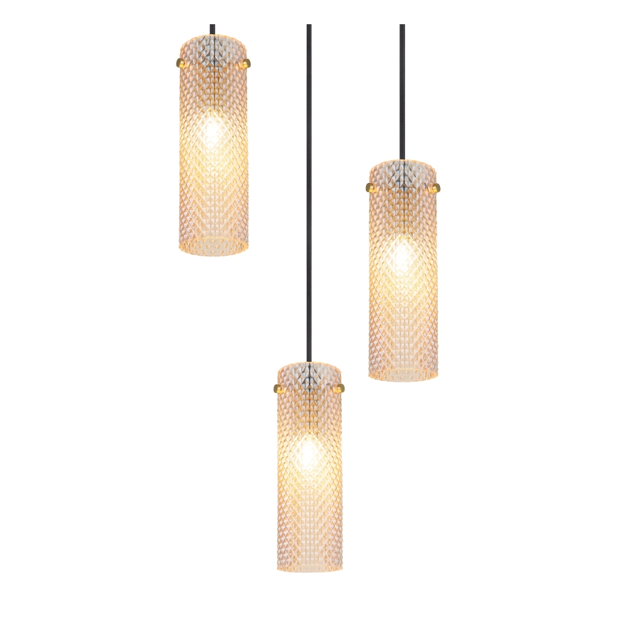 Globo - Ljuskrona med textilsladd 3xE14/40W/230V guld