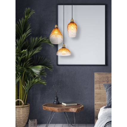 Globo - Ljuskrona med textilsladd 3xE27/60W/230V diameter 46 cm orange