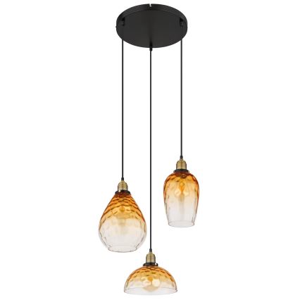 Globo - Ljuskrona med textilsladd 3xE27/60W/230V diameter 46 cm orange