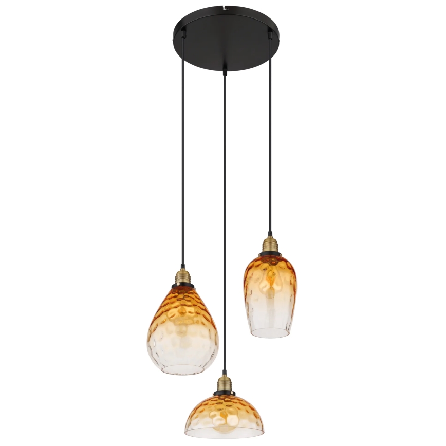Globo - Ljuskrona med textilsladd 3xE27/60W/230V diameter 46 cm orange