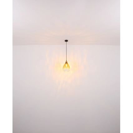 Globo - Ljuskrona med textilsladd 1xE27/60W/230V diameter 21 cm orange