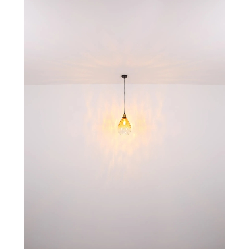 Globo - Ljuskrona med textilsladd 1xE27/60W/230V diameter 21 cm orange