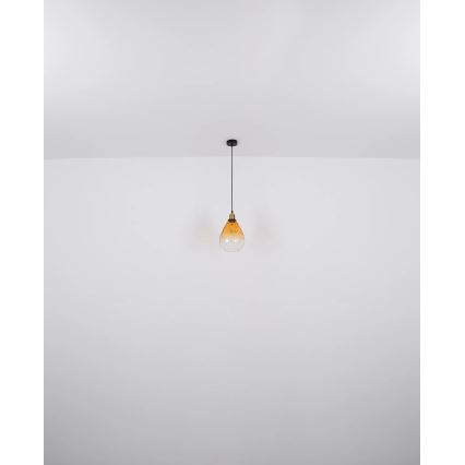 Globo - Ljuskrona med textilsladd 1xE27/60W/230V diameter 21 cm orange