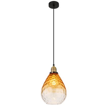 Globo - Ljuskrona med textilsladd 1xE27/60W/230V diameter 21 cm orange