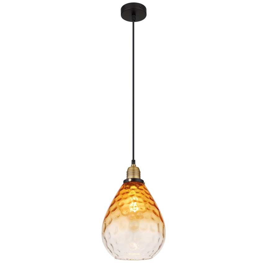 Globo - Ljuskrona med textilsladd 1xE27/60W/230V diameter 21 cm orange