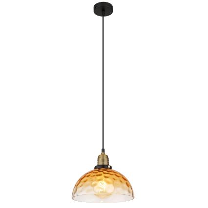 Globo - Ljuskrona med textilsladd 1xE27/60W/230V diameter 25 cm orange