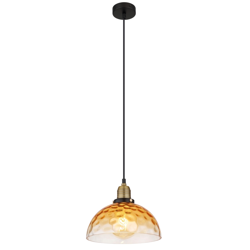 Globo - Ljuskrona med textilsladd 1xE27/60W/230V diameter 25 cm orange