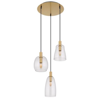 Globo - Ljuskrona med textilsladd 3xE14/40W/230V diameter 43 cm mässing