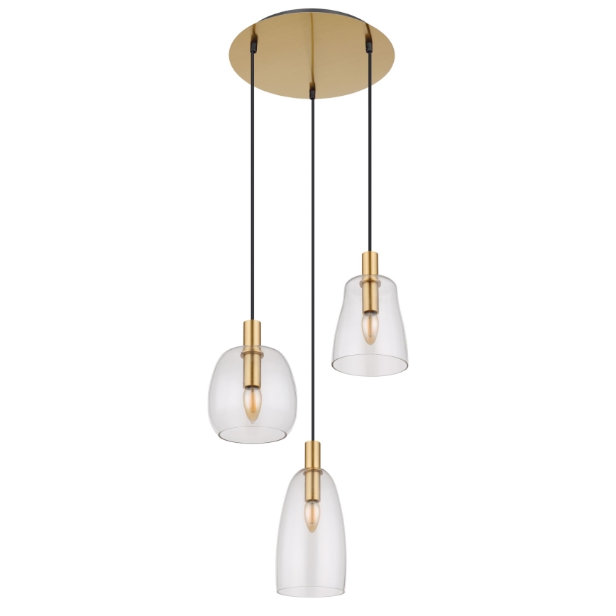 Globo - Ljuskrona med textilsladd 3xE14/40W/230V diameter 43 cm mässing
