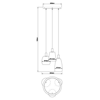 Globo - Ljuskrona med textilsladd 3xE14/40W/230V diameter 43 cm mässing