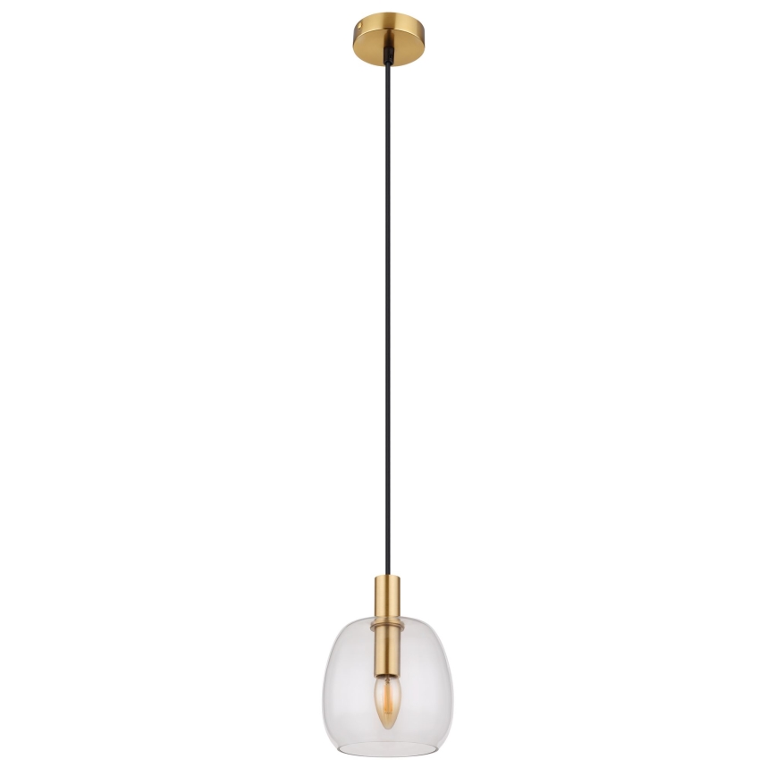 Globo - Ljuskrona med textilsladd 1xE14/40W/230V diameter 16 cm mässing