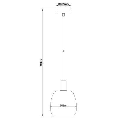 Globo - Ljuskrona med textilsladd 1xE14/40W/230V diameter 16 cm mässing