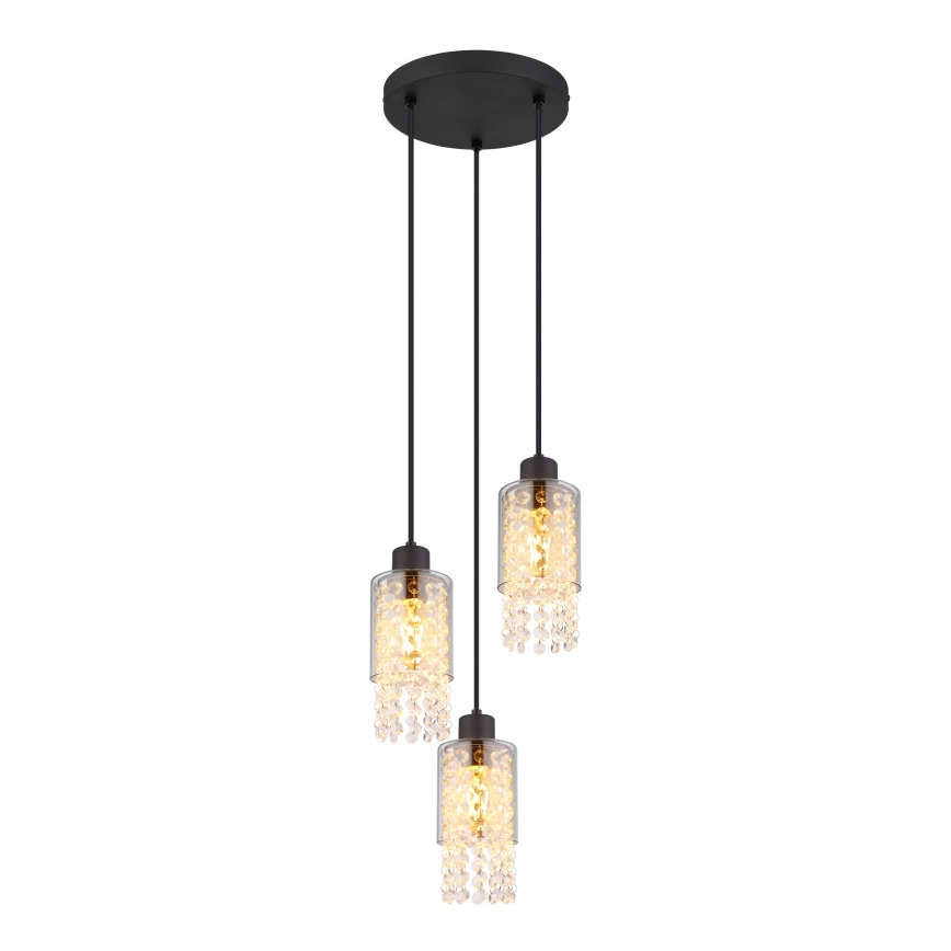 Globo - Ljuskrona med textilsladd 3xE27/40W/230V diameter 25 cm svart