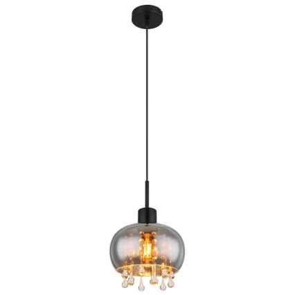 Globo - Ljuskrona med textilsladd 1xE27/9W/230V diameter 21 cm svart