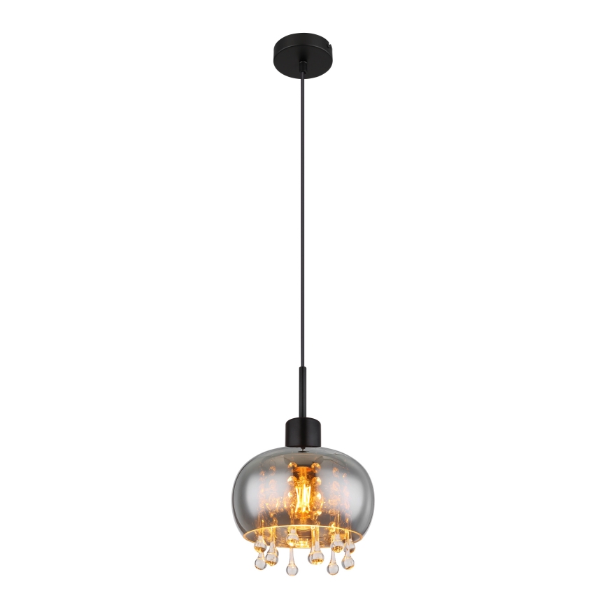 Globo - Ljuskrona med textilsladd 1xE27/9W/230V diameter 21 cm svart