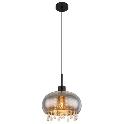 Globo - Ljuskrona med textilsladd 1xE27/9W/230V diameter 28 cm svart