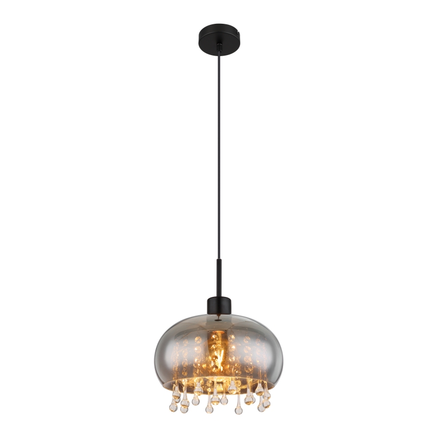 Globo - Ljuskrona med textilsladd 1xE27/9W/230V diameter 28 cm svart