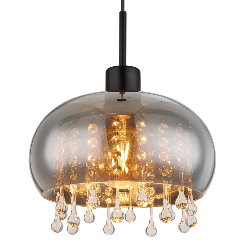 Globo - Ljuskrona med textilsladd 1xE27/9W/230V diameter 28 cm svart