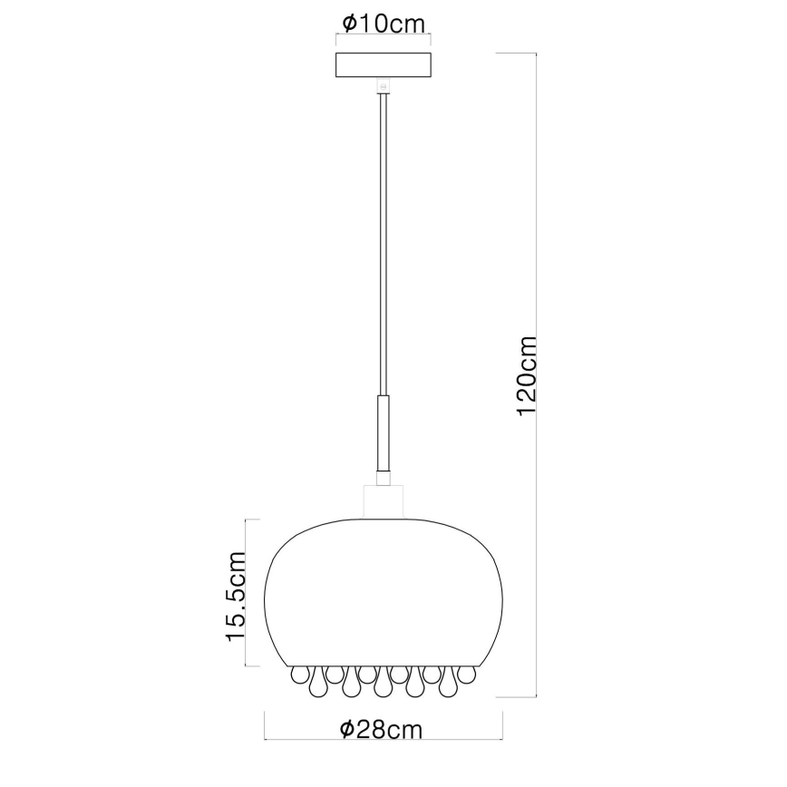 Globo - Ljuskrona med textilsladd 1xE27/9W/230V diameter 28 cm svart