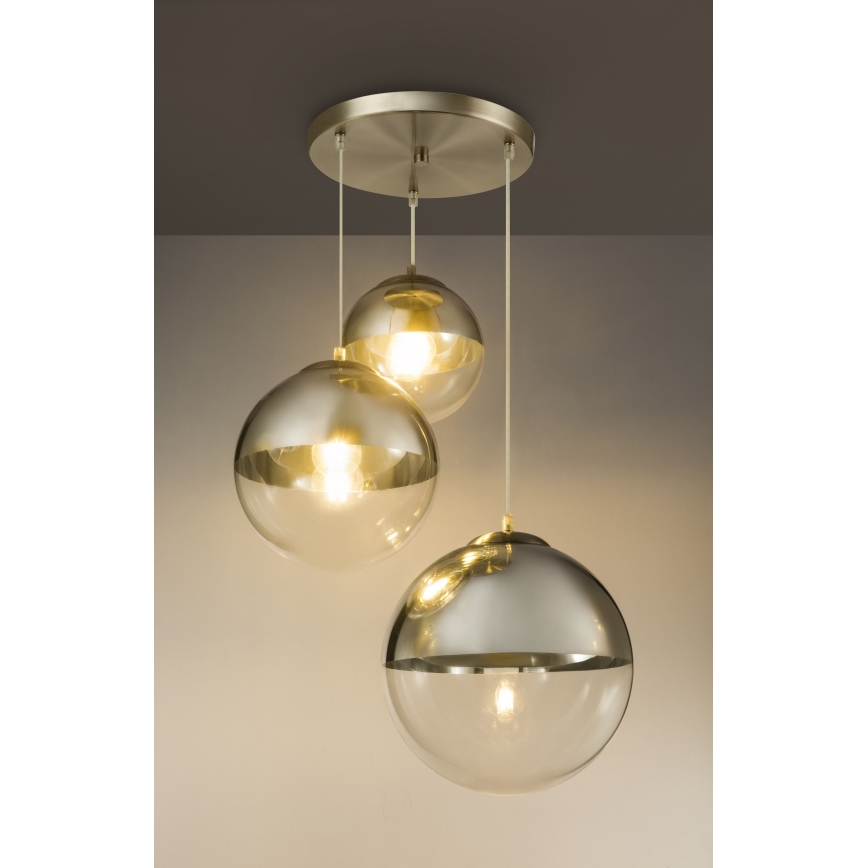 Globo - Ljuskrona med textilsladd 3xE27/40W/230V diameter 51 cm