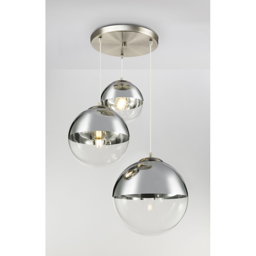 Globo - Ljuskrona med textilsladd 3xE27/40W/230V diameter 51 cm