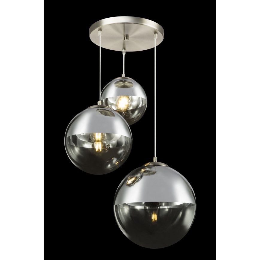 Globo - Ljuskrona med textilsladd 3xE27/40W/230V diameter 51 cm