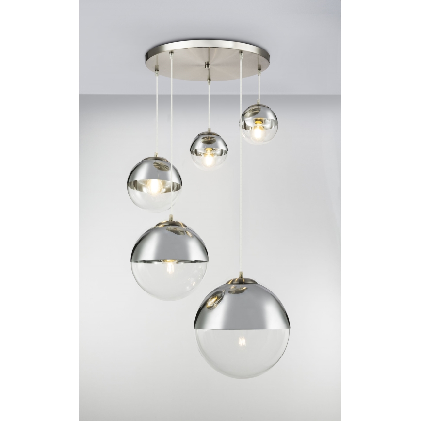 Globo - Ljuskrona med textilsladd 5xE27/60W/230V diameter 65 cm