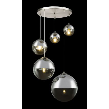 Globo - Ljuskrona med textilsladd 5xE27/60W/230V diameter 65 cm