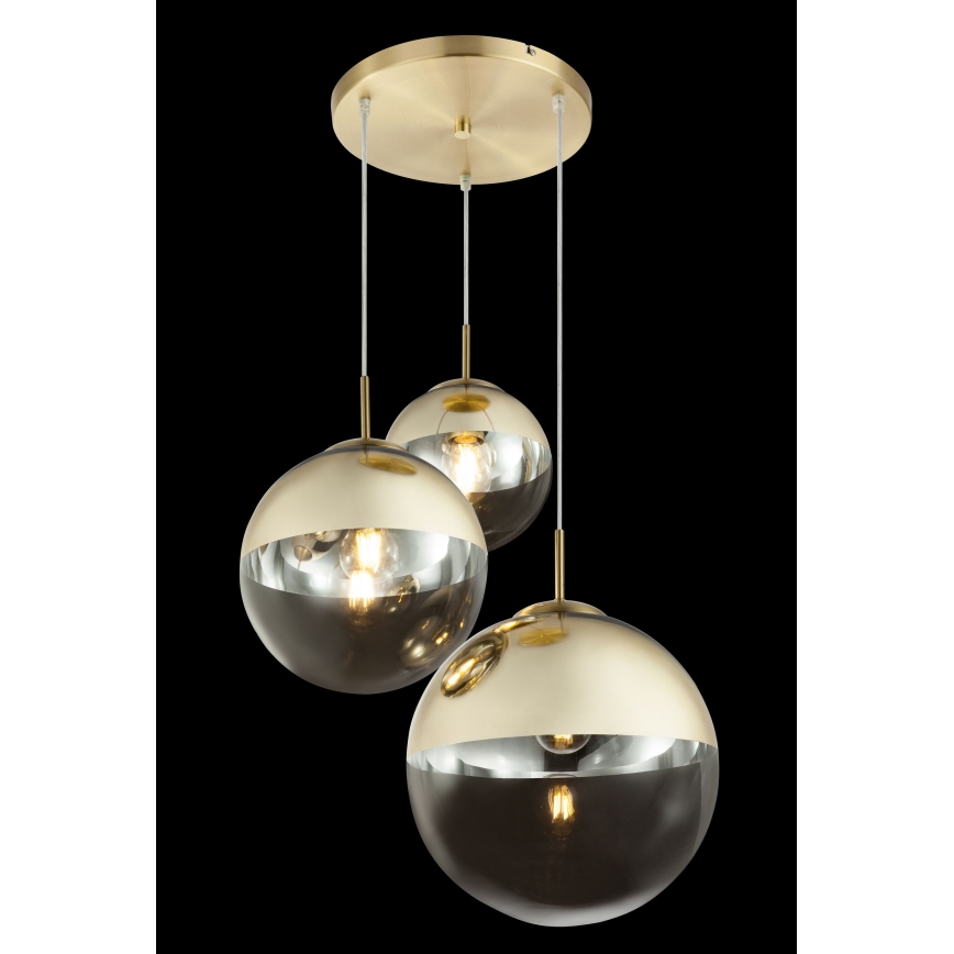 Globo - Ljuskrona med textilsladd 3xE27/40W/230V diameter 51 cm