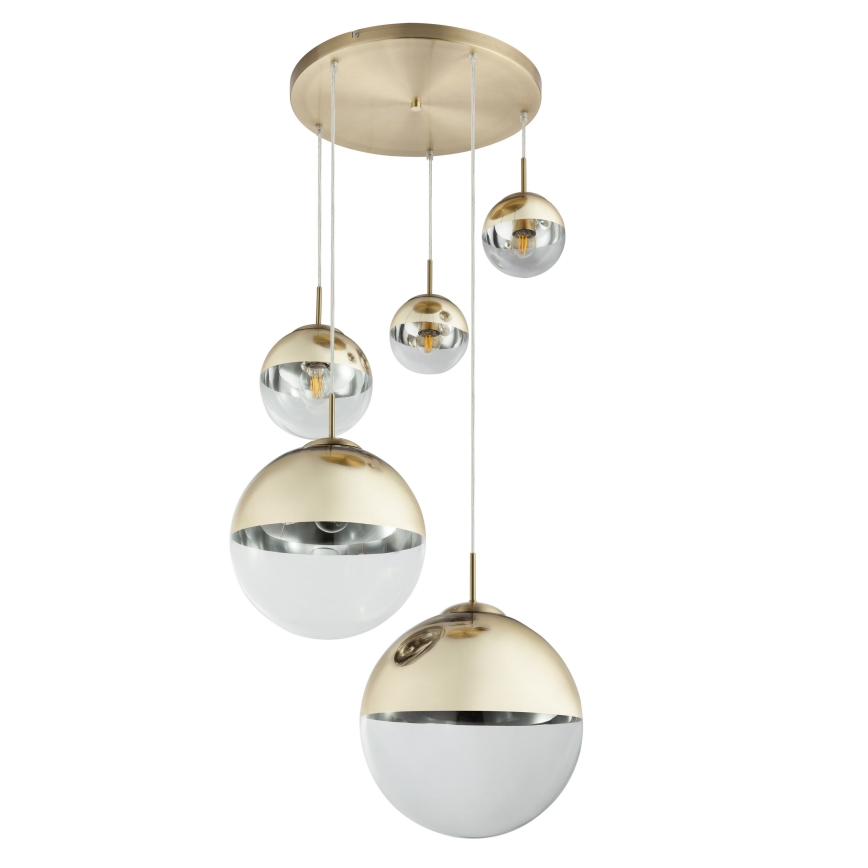 Globo - Ljuskrona med textilsladd 5xE27/40W/230V diameter 65 cm