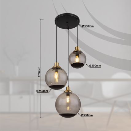 Globo - Ljuskrona med textilsladd 3xE27/40W/230V